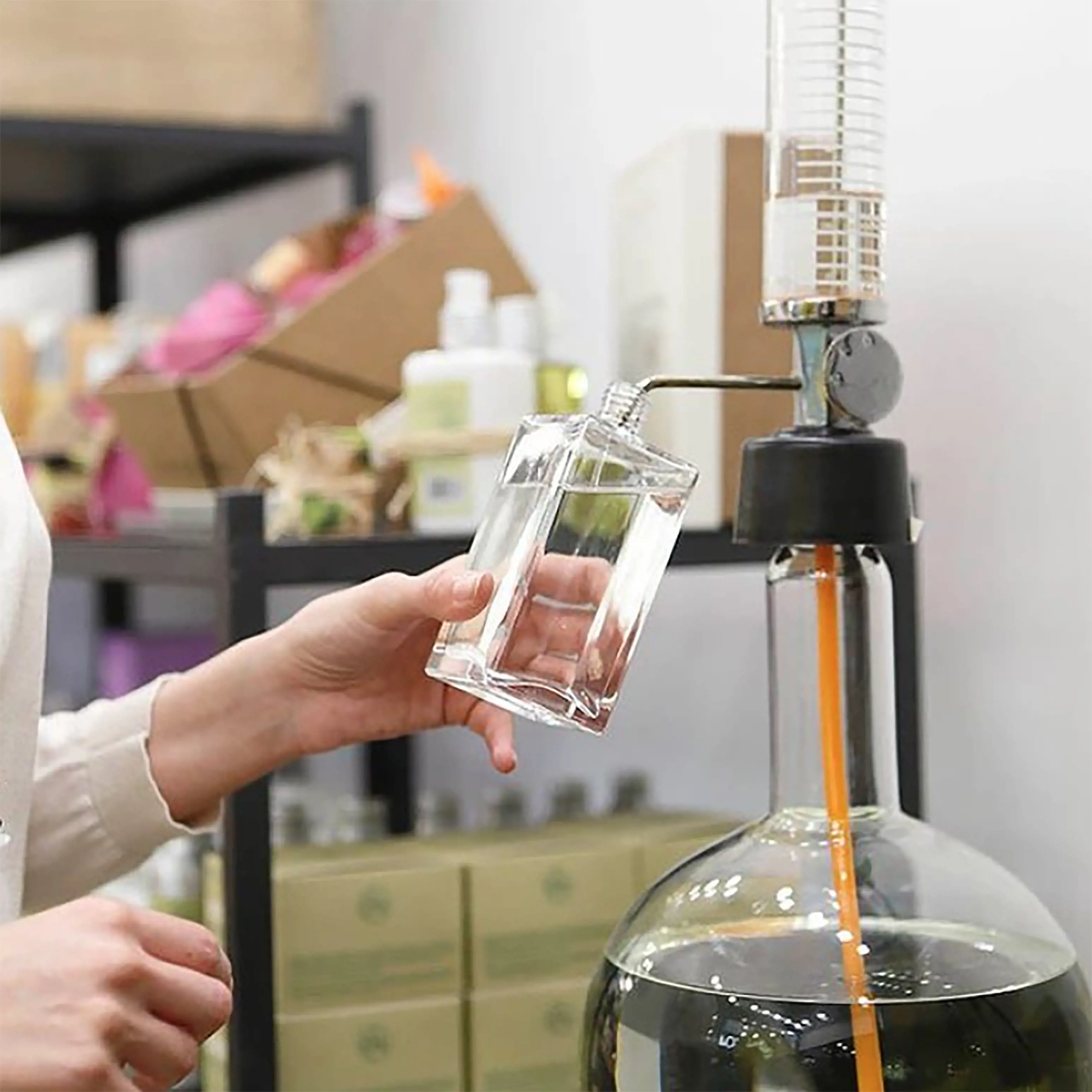 Refillable Atelier Rebul glass bottles for sustainability